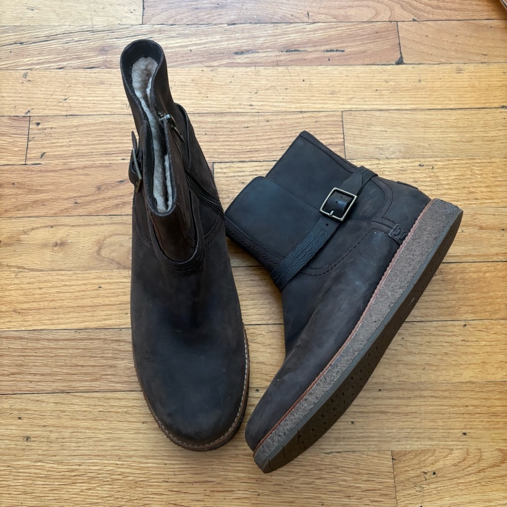 UGG Black Ankle Boots with Buckle